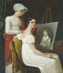 Målare vid sin målarduk